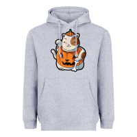 Heather Grey cute kawaii maneki neko cat halloween pumpkin costume boys Heavyweight Hoodie - trangStudio