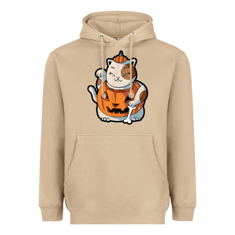 Cute Kawaii Maneki Neko Cat Halloween Pumpkin Costume Boys Heavyweight Hoodie by trangStudio | Teevron