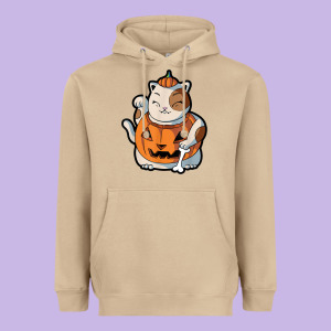 Cute Kawaii Maneki Neko Cat Halloween Pumpkin Costume Boys Heavyweight Hoodie Designed By Trangstudio