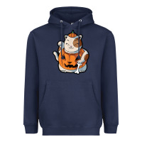 Navy cute kawaii maneki neko cat halloween pumpkin costume boys Heavyweight Hoodie - trangStudio