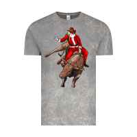 Cloud Rock santa riding a bull Vintage Tee - CowGirlArtShop