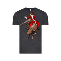 Vintage Black santa riding a bull Vintage Tee - CowGirlArtShop