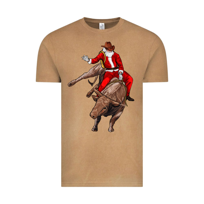 Santa Riding A Bull Vintage Tee by CowGirlArtShop | Teevron