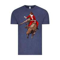 Vintage Denim santa riding a bull Vintage Tee - CowGirlArtShop