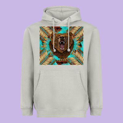 Bear Native American  Tumbler Heavyweight Hoodie Designed By Barkaloodesign
