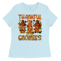 Baby Blue thankful for my gnomies Ladies Tee - NancyCooperArtShop
