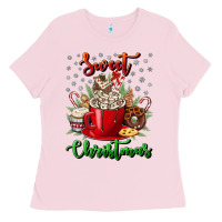 Bubblegum Pink Sweet christmas Ladies Tee - NancyCooperArtShop