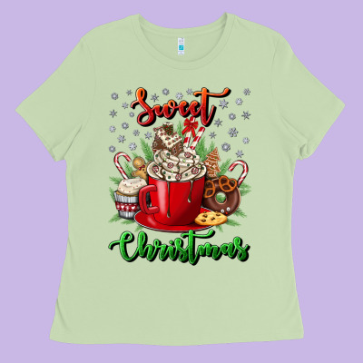 Sweet Christmas Ladies Tee Designed By Nancycooperartshop