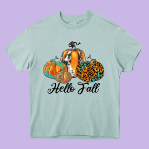 Hello Fall Heavy Core Tee Designed By Jahusdesignshop