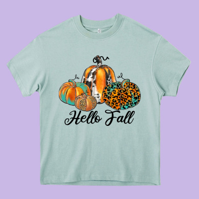 Hello Fall Heavy Core Tee Designed By Jahusdesignshop