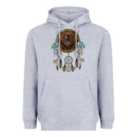 Heather Grey bear  native dreamcatcher Heavyweight Hoodie - BarkalooDesign