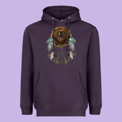 Bear  Native Dreamcatcher Heavyweight Hoodie Designed By Barkaloodesign