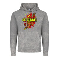 Cloud Rock Softball vibes lightning bolt Vintage Hoodie - HowdyJamesFarm