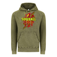 Vintage Olive Softball vibes lightning bolt Vintage Hoodie - HowdyJamesFarm