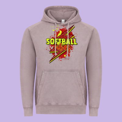 Softball Vibes Lightning Bolt Vintage Hoodie Designed By Howdyjamesfarm