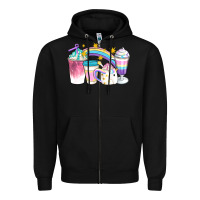 Black Unicorn Coffee Cups Zipper Hoodie - Artiststas