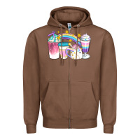 Chestnut Unicorn Coffee Cups Zipper Hoodie - Artiststas