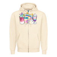 Sandshell Unicorn Coffee Cups Zipper Hoodie - Artiststas