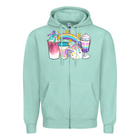 Seafoam Unicorn Coffee Cups Zipper Hoodie - Artiststas