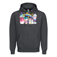 Smoke Unicorn Coffee Cups Zipper Hoodie - Artiststas