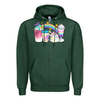 Sports Green Unicorn Coffee Cups Zipper Hoodie - Artiststas
