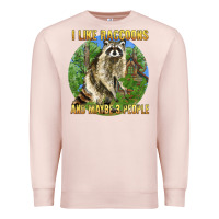 Pale Pink i like raccoons and 3 people Premium Sweatshirt - BarkalooDesign