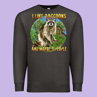 I Like Raccoons And 3 People Premium Sweatshirt Designed By Barkaloodesign