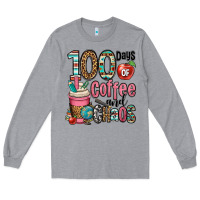 Heather Grey hundred days of coffee and chaos Long Sleeve Tee - OliviaCreatesArt