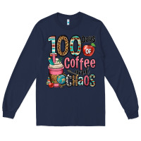 Navy hundred days of coffee and chaos Long Sleeve Tee - OliviaCreatesArt