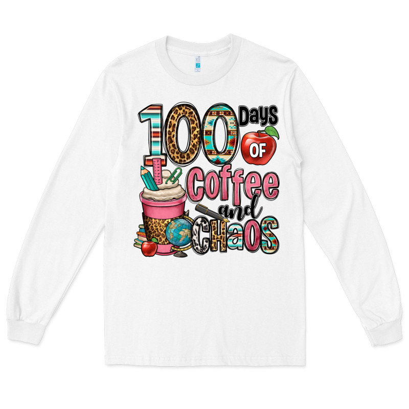 Hundred Days Of Coffee And Chaos Long Sleeve Tee by OliviaCreatesArt | Teevron