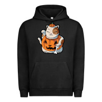 Pigment Black cute kawaii maneki neko cat halloween pumpkin costume boys Urban Hoodie - trangStudio