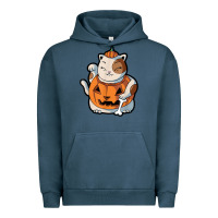 Pigment Midnight Navy cute kawaii maneki neko cat halloween pumpkin costume boys Urban Hoodie - trangStudio