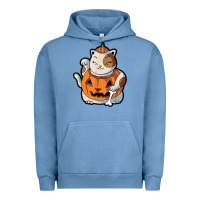 Pigment Pebble Blue cute kawaii maneki neko cat halloween pumpkin costume boys Urban Hoodie - trangStudio