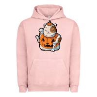 Pigment Salmon cute kawaii maneki neko cat halloween pumpkin costume boys Urban Hoodie - trangStudio