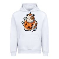 White cute kawaii maneki neko cat halloween pumpkin costume boys Urban Hoodie - trangStudio