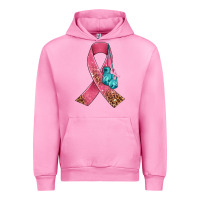 Fuchsia Pink cancer ribbon and boxing gloves Urban Hoodie - AdoDesignShop