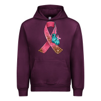 Mauve Wine cancer ribbon and boxing gloves Urban Hoodie - AdoDesignShop