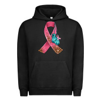 Pigment Black cancer ribbon and boxing gloves Urban Hoodie - AdoDesignShop