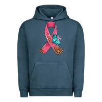 Pigment Midnight Navy cancer ribbon and boxing gloves Urban Hoodie - AdoDesignShop