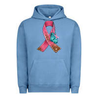 Pigment Pebble Blue cancer ribbon and boxing gloves Urban Hoodie - AdoDesignShop