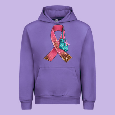Cancer Ribbon And Boxing Gloves Urban Hoodie Designed By Adodesignshop