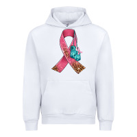 White cancer ribbon and boxing gloves Urban Hoodie - AdoDesignShop