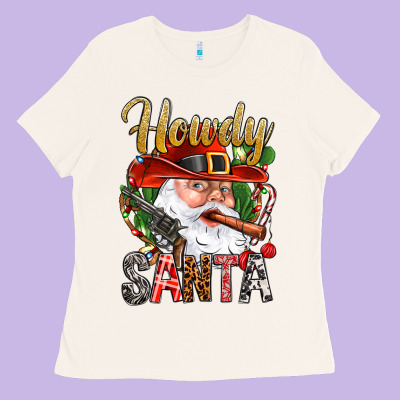 Howdy Santa Ladies Tee Designed By Nancycooperartshop
