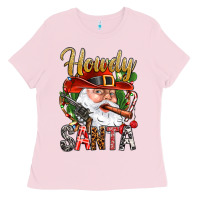 Bubblegum Pink Howdy Santa Ladies Tee - NancyCooperArtShop