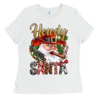 White Howdy Santa Ladies Tee - NancyCooperArtShop