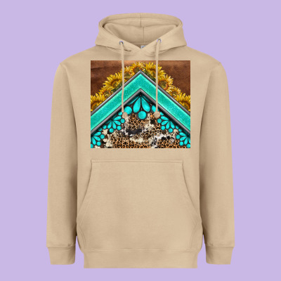 Western  Sunflower Turquise Gemstone  Tumbler Heavyweight Hoodie Designed By Barkaloodesign
