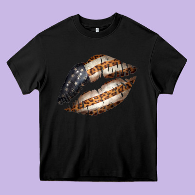 Vintage American Flag With Leopard Pattern Heavy Core Tee Designed By Bettercallsaul