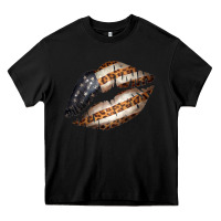 Black Vintage American Flag With Leopard Pattern Heavy Core Tee - Bettercallsaul