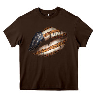 Chocolate Brown Vintage American Flag With Leopard Pattern Heavy Core Tee - Bettercallsaul