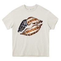 Cream Vintage American Flag With Leopard Pattern Heavy Core Tee - Bettercallsaul